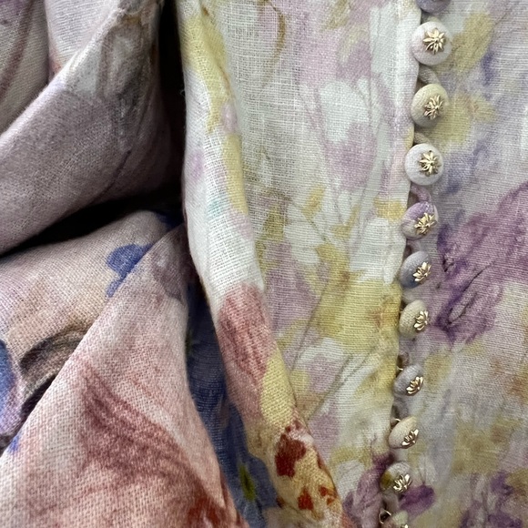 Rhythmic Belted Embellished Floral-print Linen Mini Dress - Picture 8 of 9